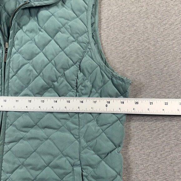 Eddie Bauer Quilted Goose Down Vest Womans M Teal Blue Insulated Zip Front - Picture 3 of 10